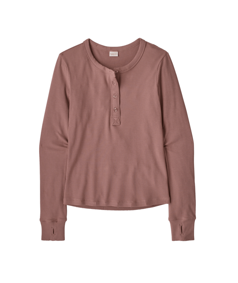 Women's Long Sleeve Rib Knit Henley in Moonrise Taupe | Patagonia