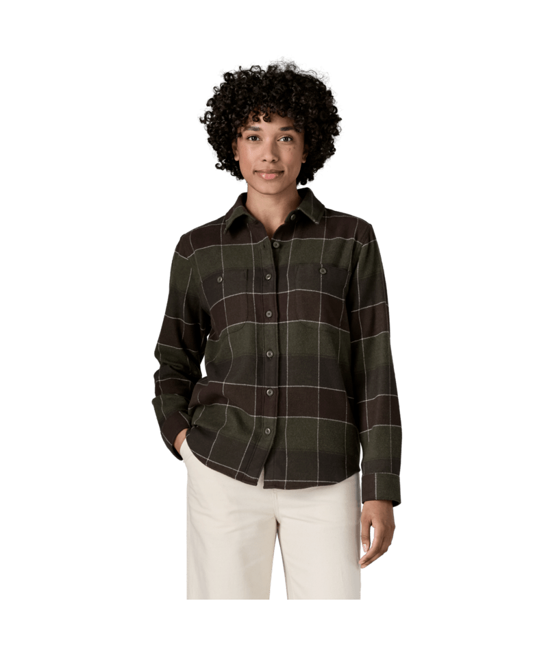 Women's Fjord Flannel Shirt in Snow Owl: Basin Green, Alternate View 1 | Patagonia