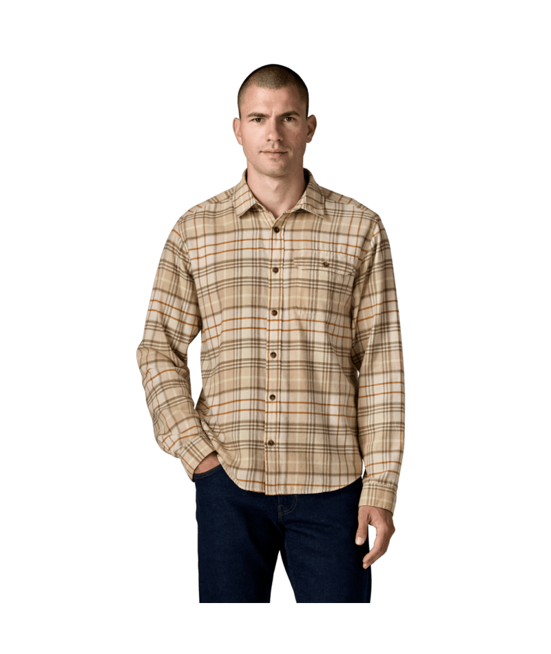 Men's Long Sleeve Lightweight Fjord Flannel Shirt in Depth: Natural, Alternate View 1 | Patagonia