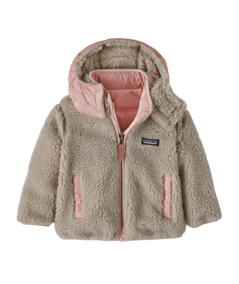 Baby Reversible Tribbles Hoody in New Navy w/Mallow Pink | Photo 3 | Patagonia