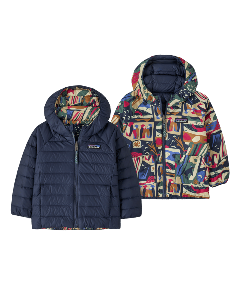 Baby Reversible Down Sweater Hoody in Let's Chat: New Navy | Photo 1 | Patagonia