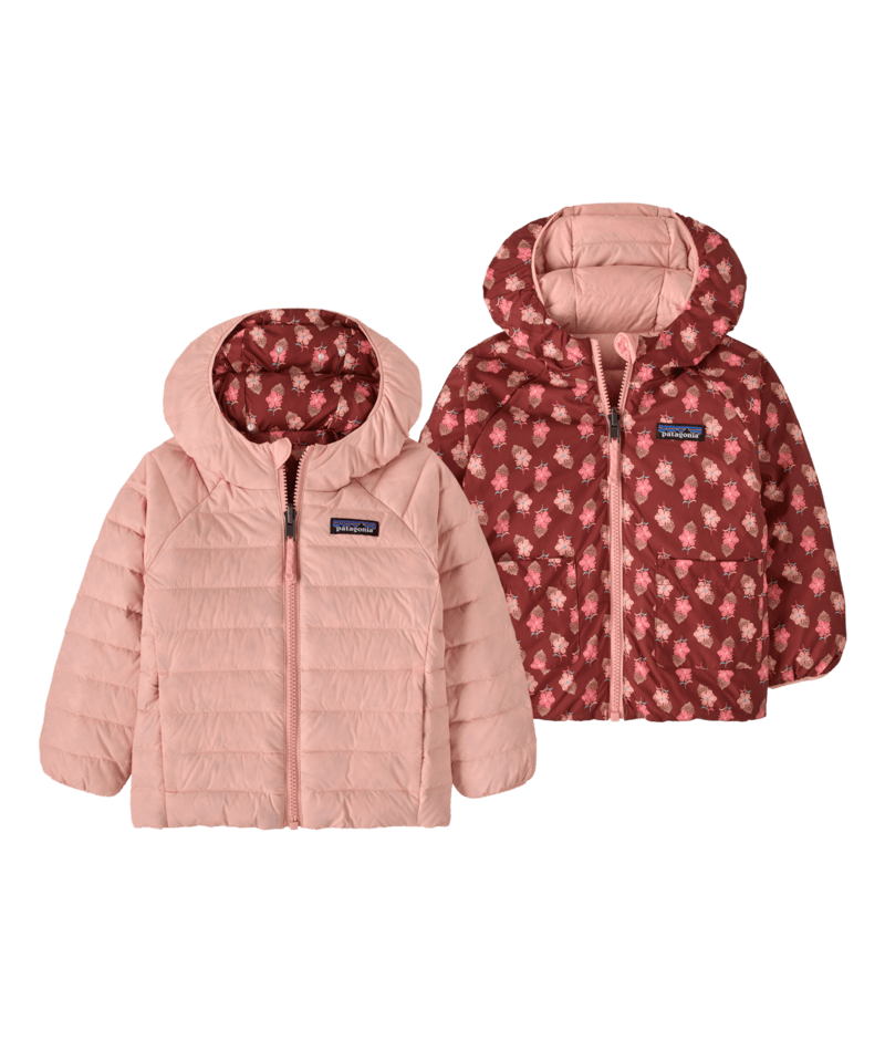 Baby Reversible Down Sweater Hoody in Snow Ditsy: Rusty Red | Photo 1 | Patagonia