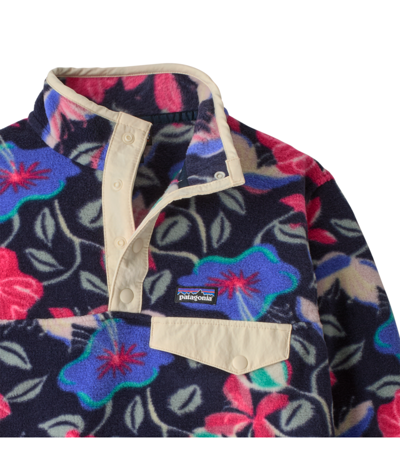Kids' Lightweight Synchilla Snap-T Pullover in Hopes and Blooms: New Navy | Photo 4 | Patagonia