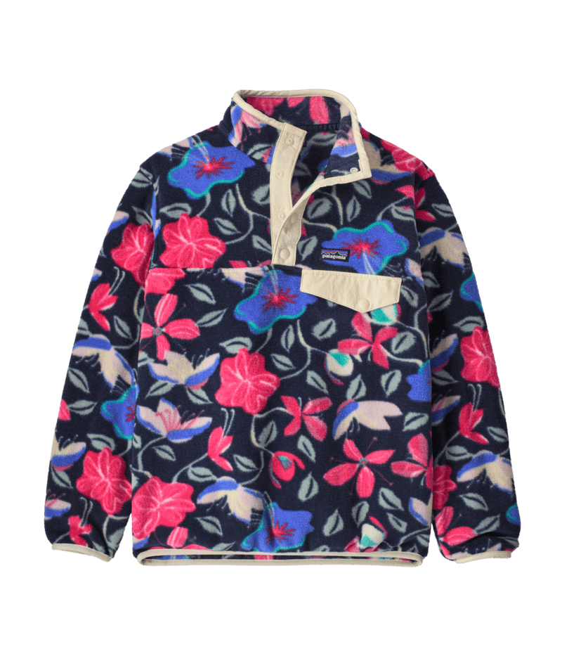 Kids' Lightweight Synchilla Snap-T Pullover in Hopes and Blooms: New Navy | Photo 1 | Patagonia