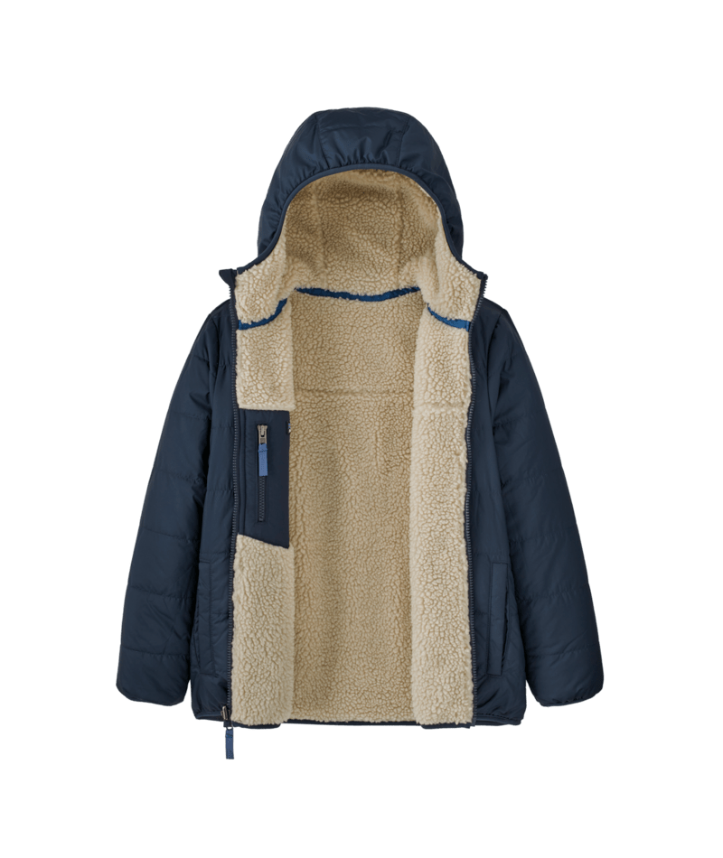 Kids' Reversible Ready Freddy Hoody in New Navy | Photo 4 | Patagonia