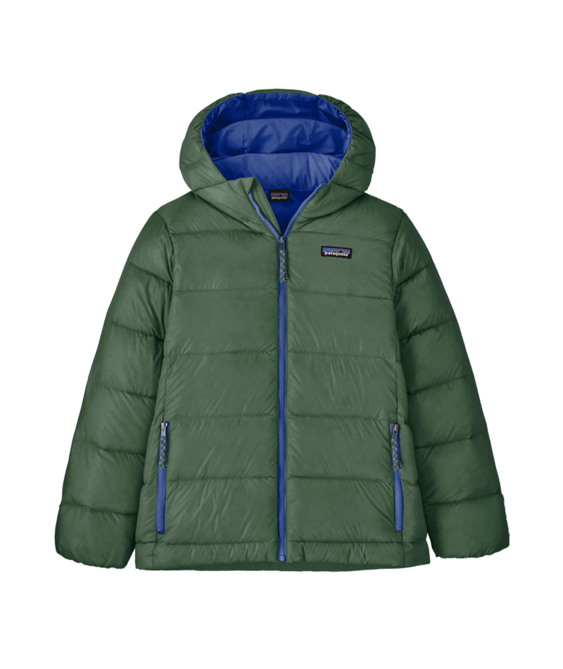 Kids' Hi-Loft Down Sweater Hoody in Canopy Green | Photo 1 | Patagonia
