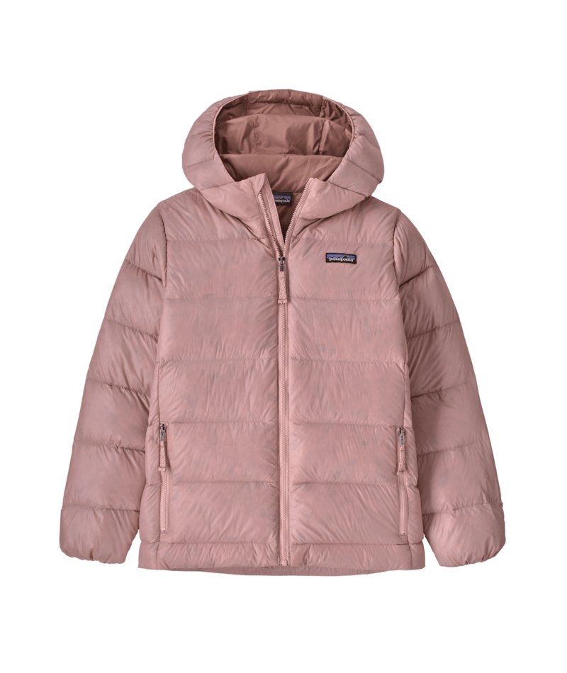 Kids' Hi-Loft Down Sweater Hoody in Fuzzy Mauve | Photo 1 | Patagonia