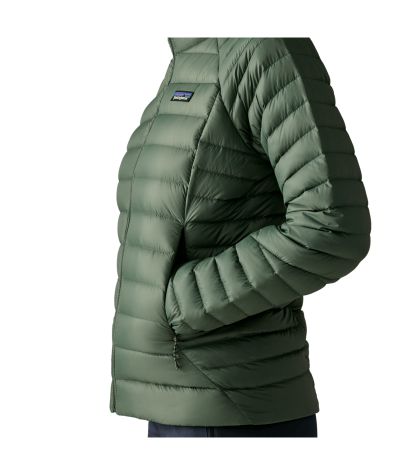 Women's Down Sweater Hoody in Canopy Green | Photo 10 | Patagonia