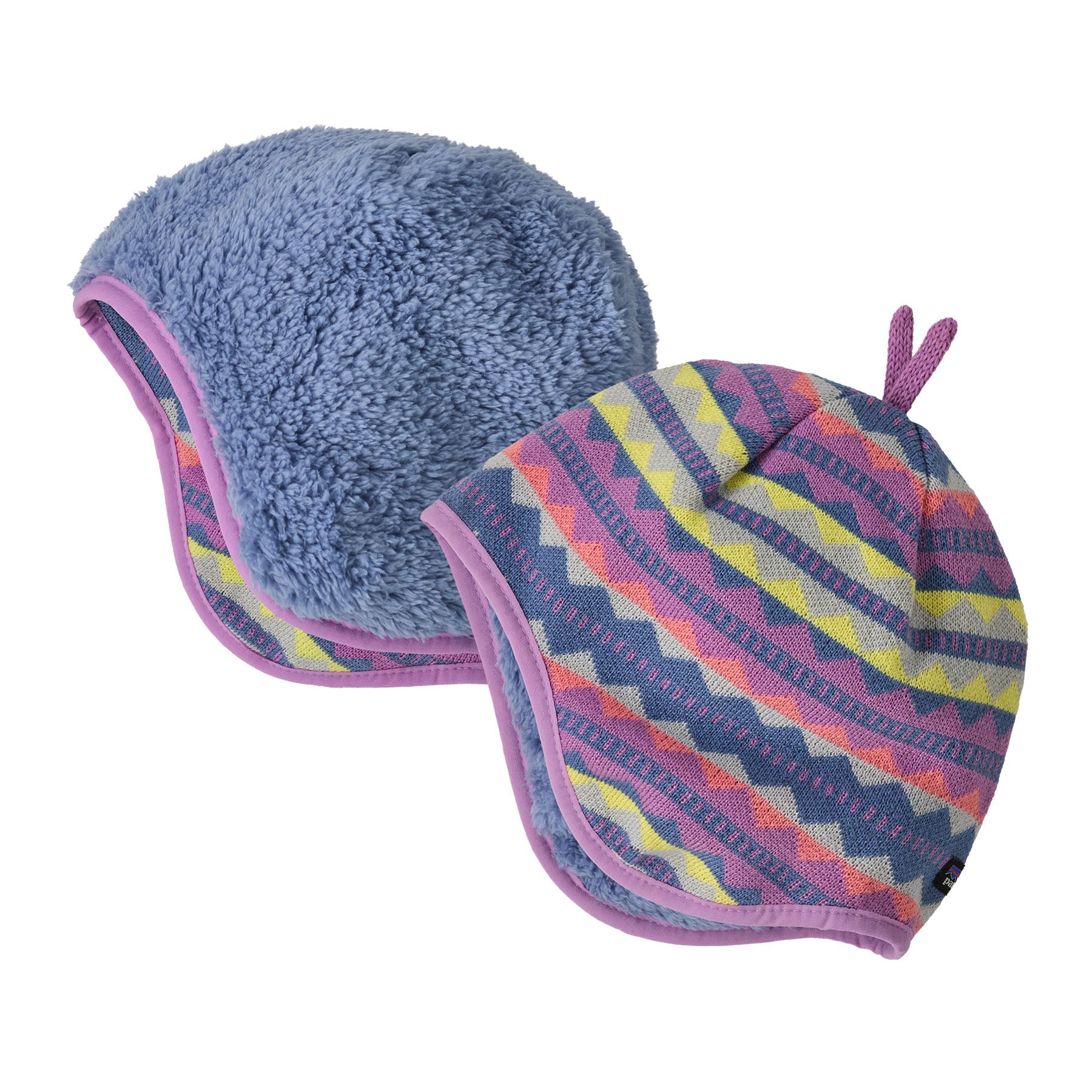 Baby Reversible Beanie in Diamond Stripe: Brisk Purple | Patagonia Bend