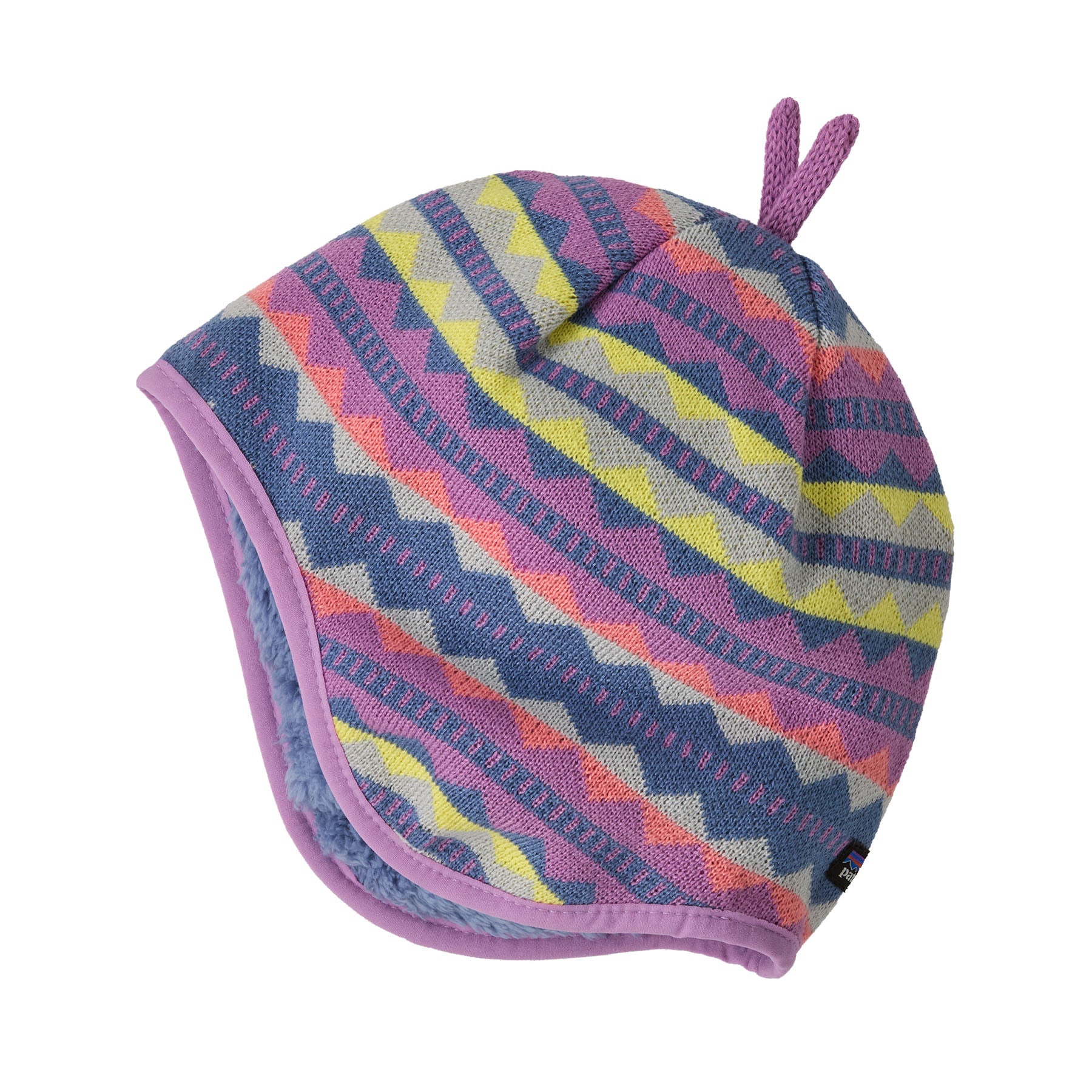 Baby Reversible Beanie in Diamond Stripe: Brisk Purple | Patagonia Bend