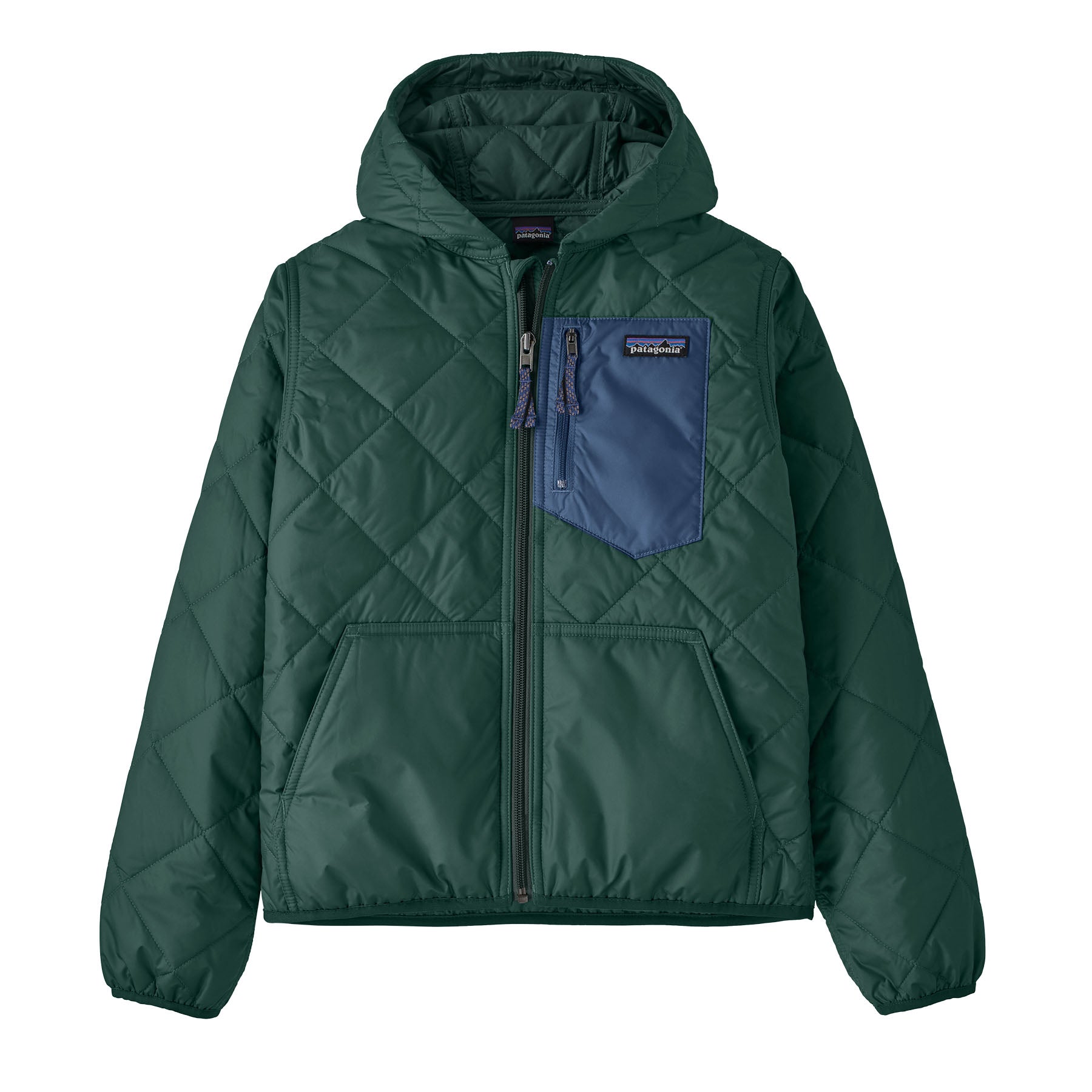 Kid's Diamond Quilted Hoody in Cascade Green | Patagonia Bend