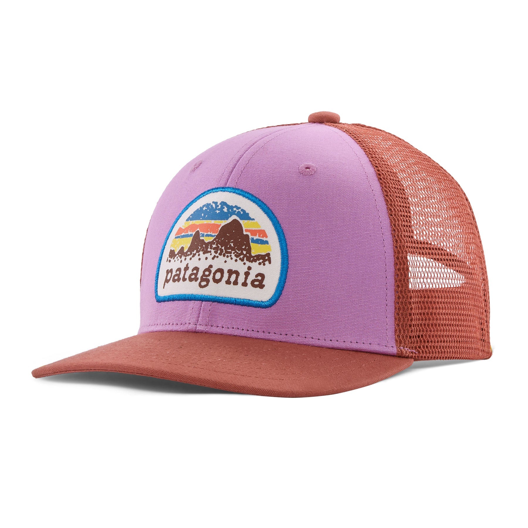 Kid's Trucker Hat in Skyline Stencil: Brisk Purple | Patagonia Bend