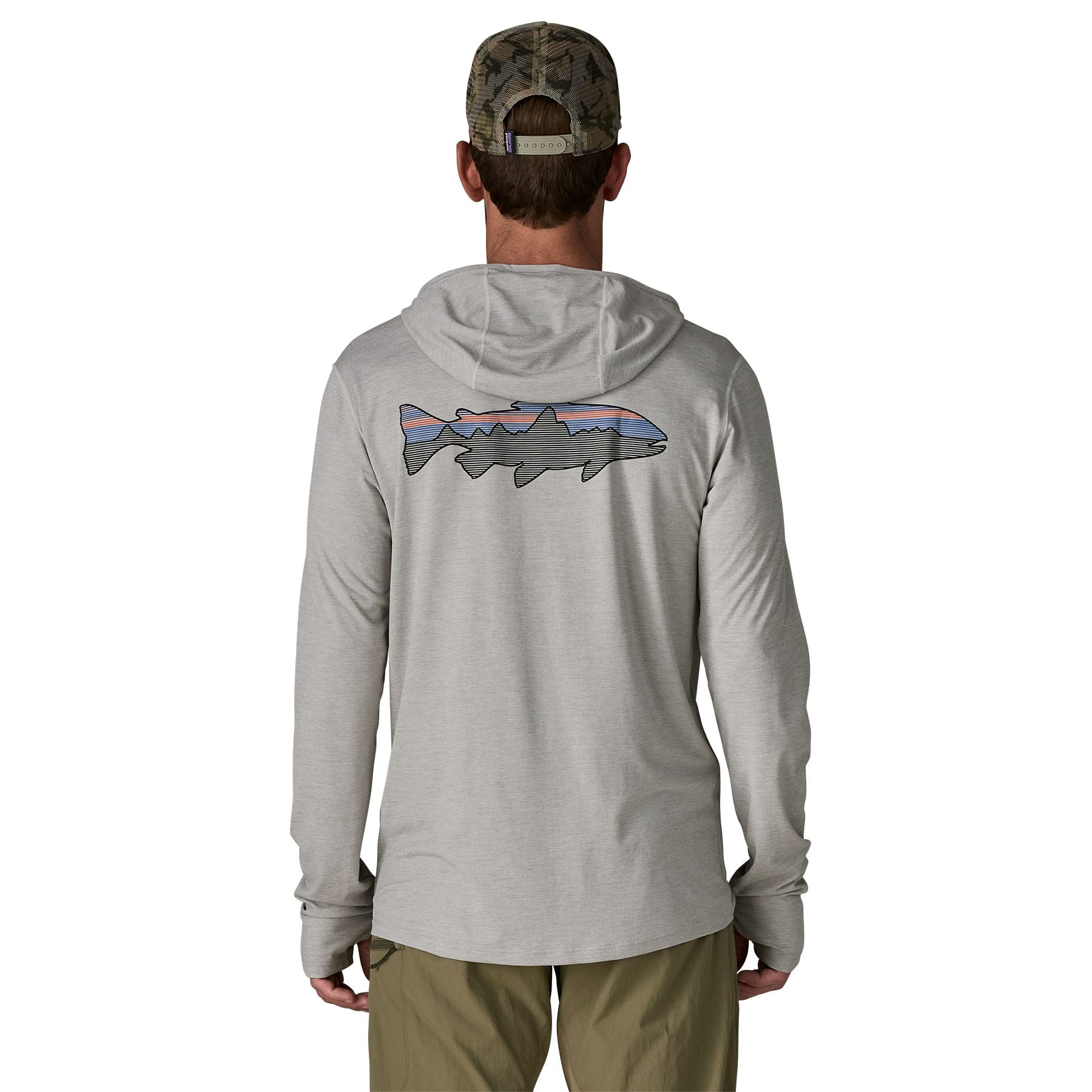 Men's Capilene® Cool Sun Hoody - Fitz Roy Trout in Crisp Grey - Salt Grey X - Dye | Patagonia Bend