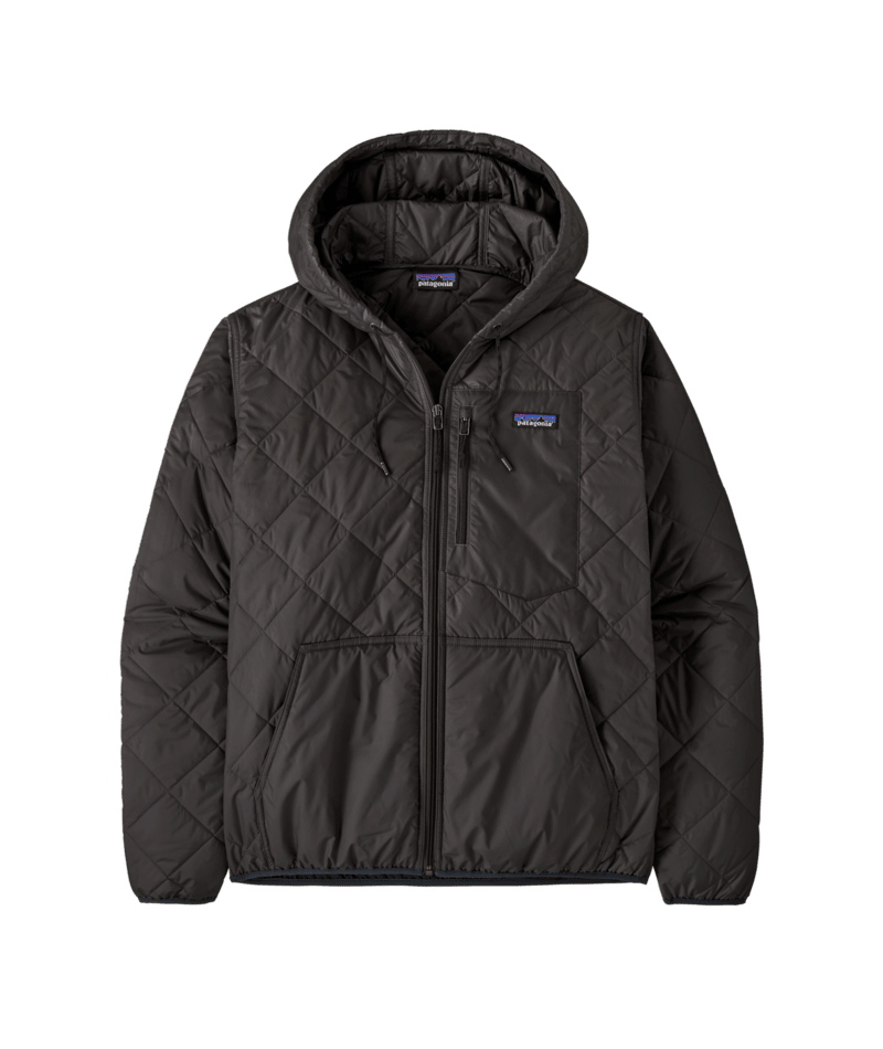 Men's Diamond Quilted Bomber Hoody in BLACK W/BLACK | Patagonia Bend