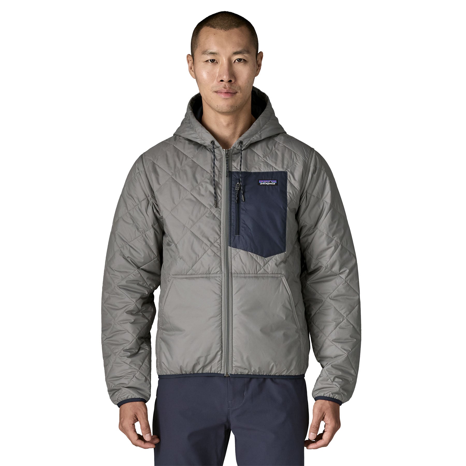 Men's Diamond Quilted Bomber Hoody in Forever Grey | Patagonia Bend
