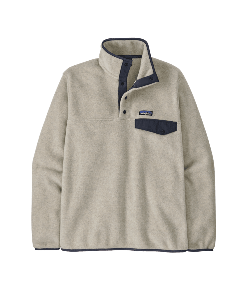 Men's Lightweight Synchilla Snap-T Fleece Pullover in Oatmeal Heather w/New Navy | Patagonia Bend