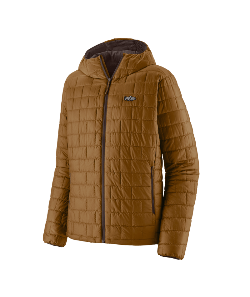 Men's Nano Puff Fitz Roy Trout Hoody in Wolf Brown | Patagonia Bend