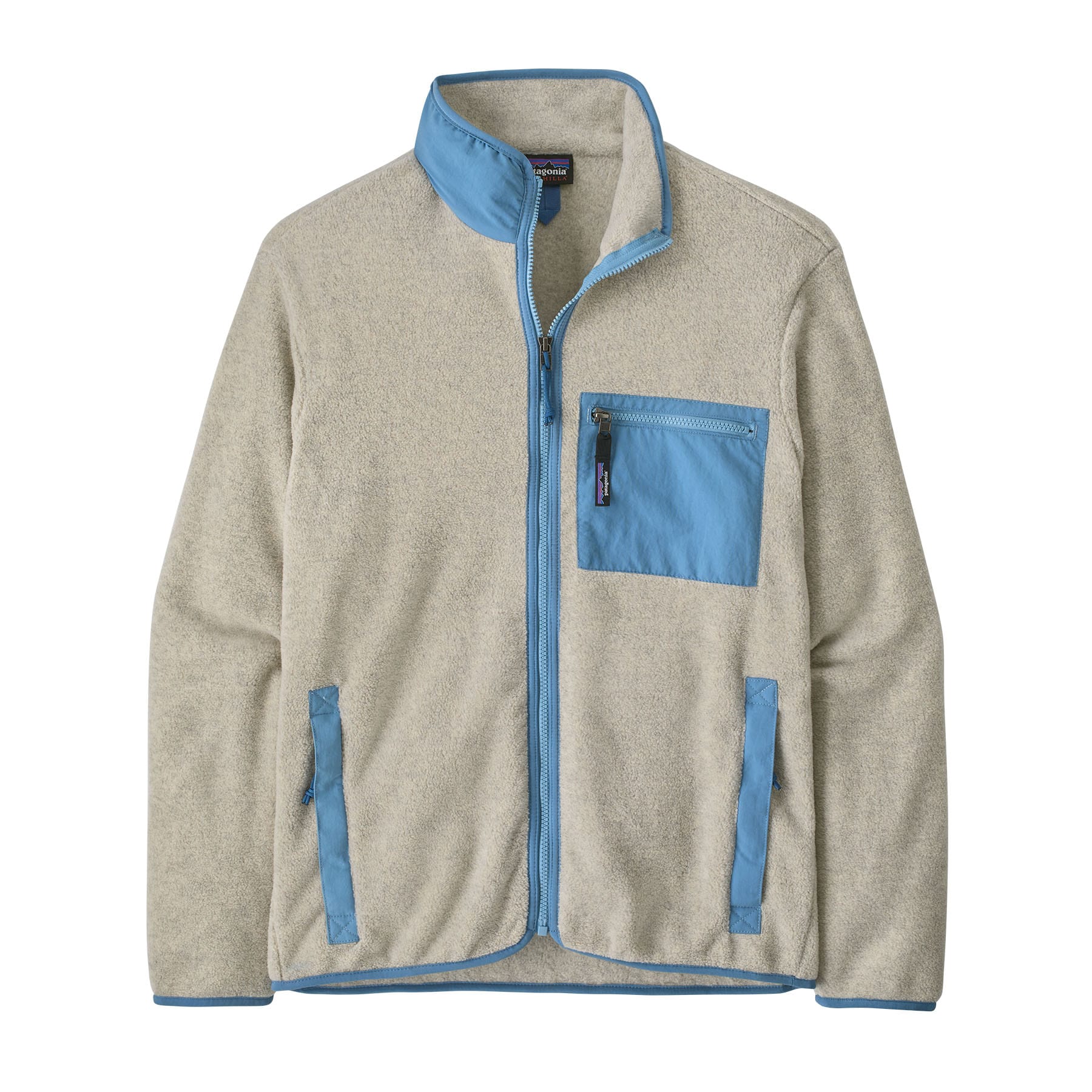 Men's Synchilla® Jacket in Oatmeal Heather w/Shore Blue | Patagonia Bend