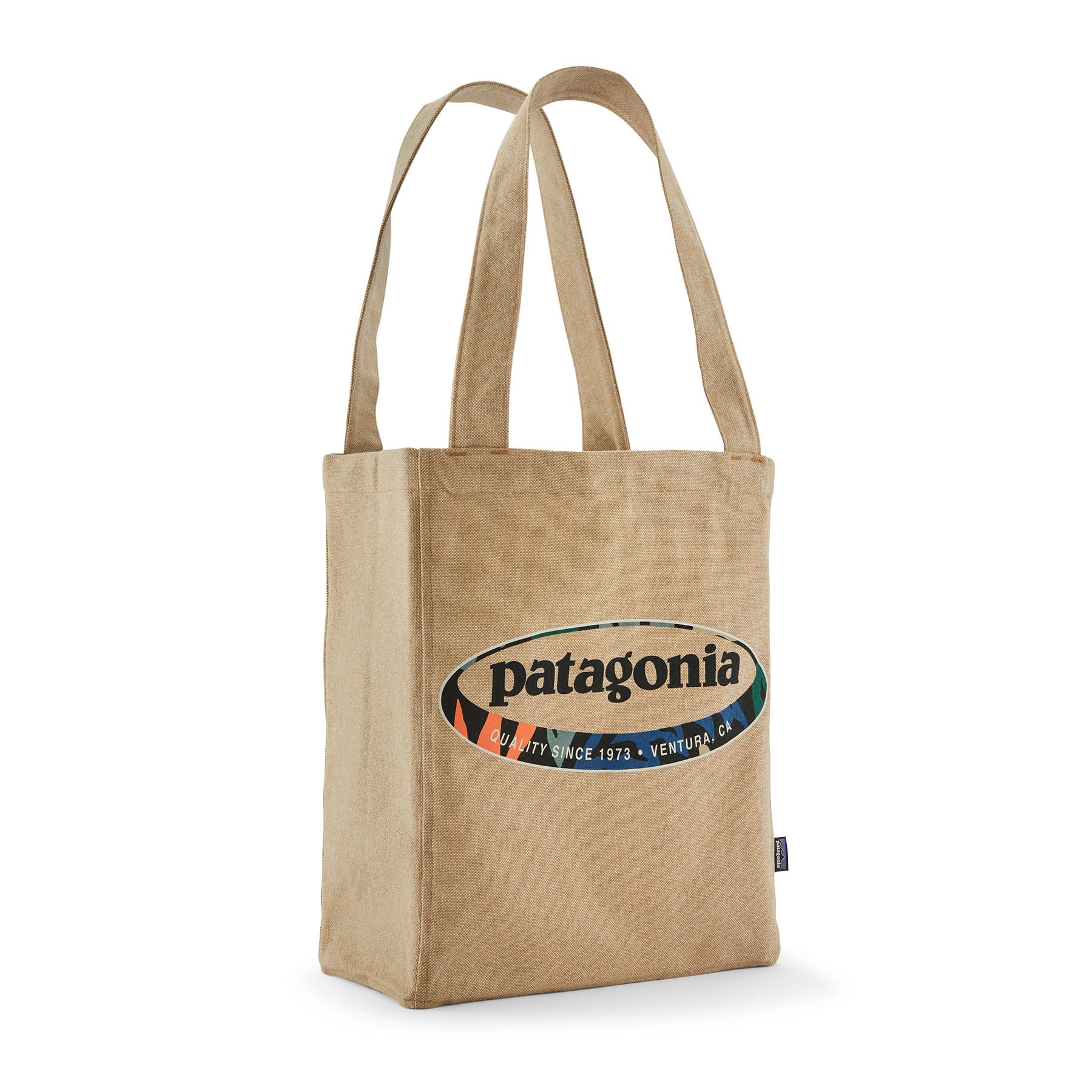 patagonia tri fold garment bag Patagonia Recycled Market Tote Great Waves: Classic Tan