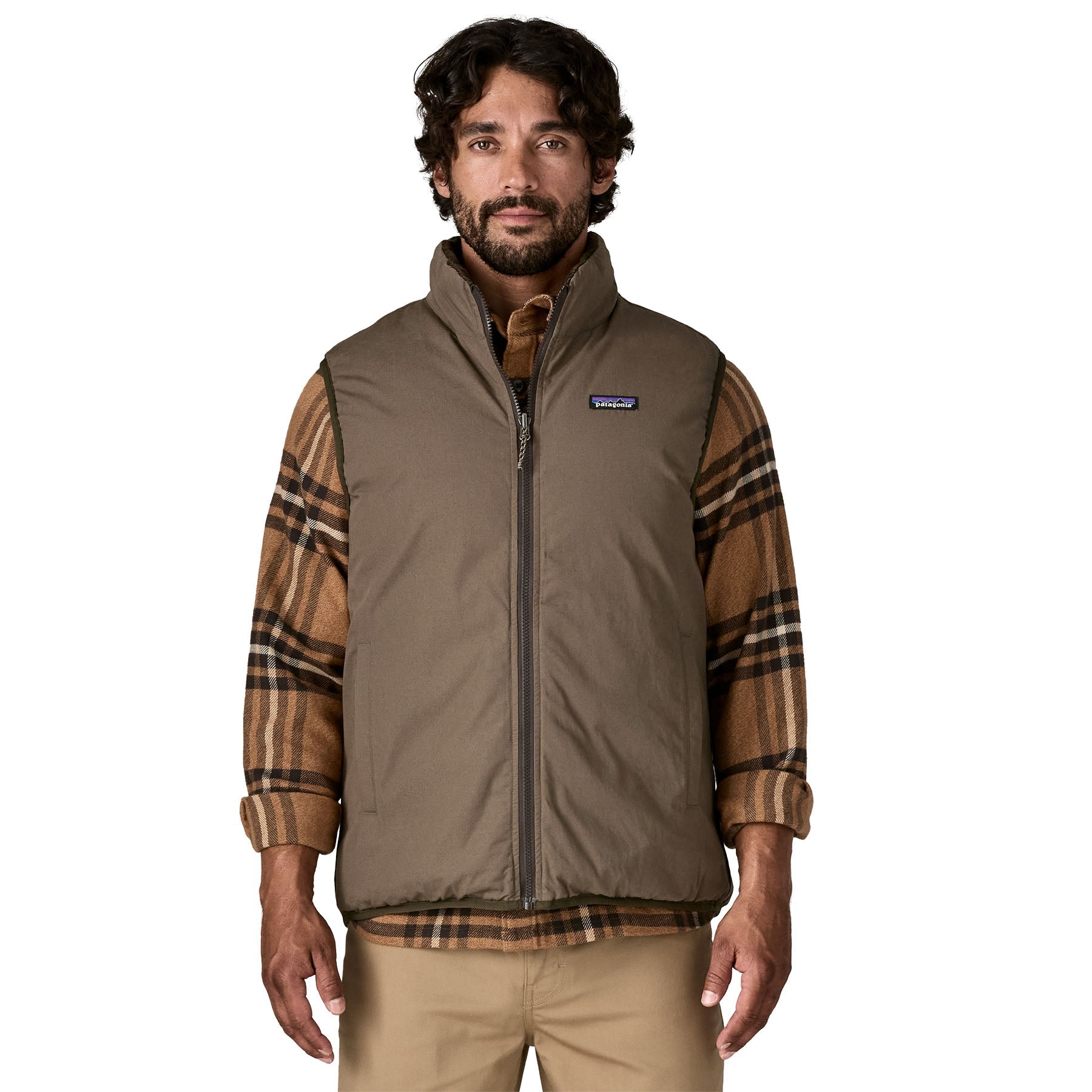 Reversible Cotton Down Vest in Marlow Brown | Patagonia Bend