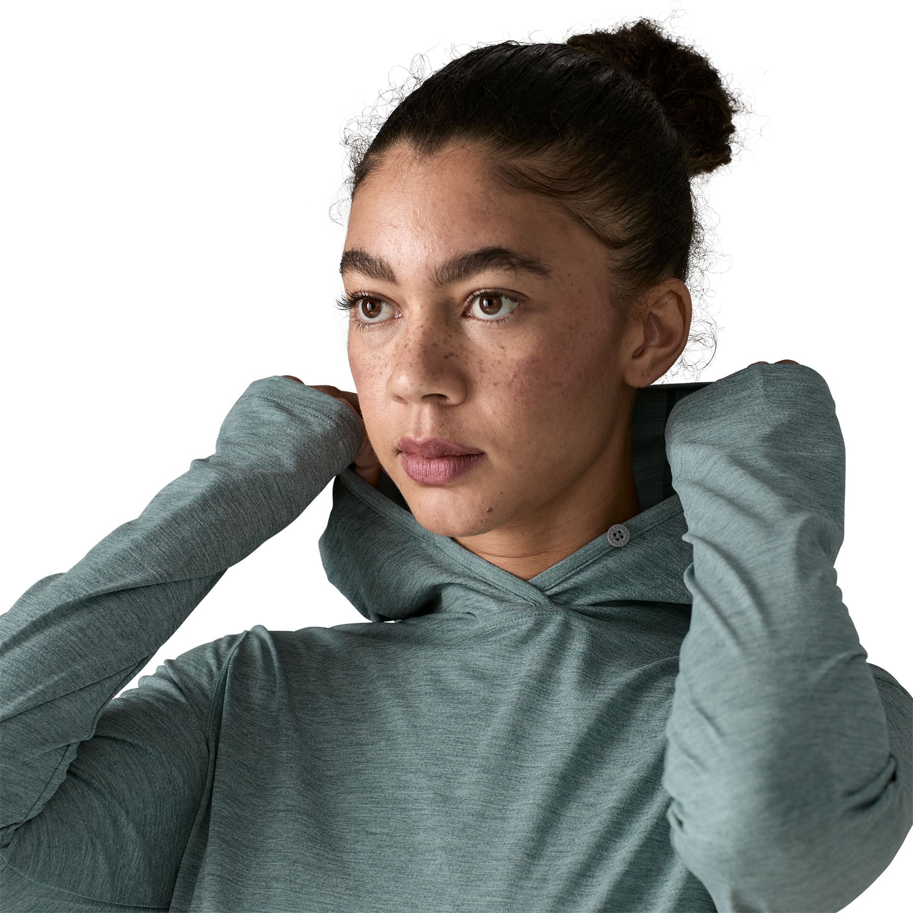 Women's Capilene® Cool Sun Hoody in Nouveau Green - Blue Sage X - Dye | Patagonia Bend