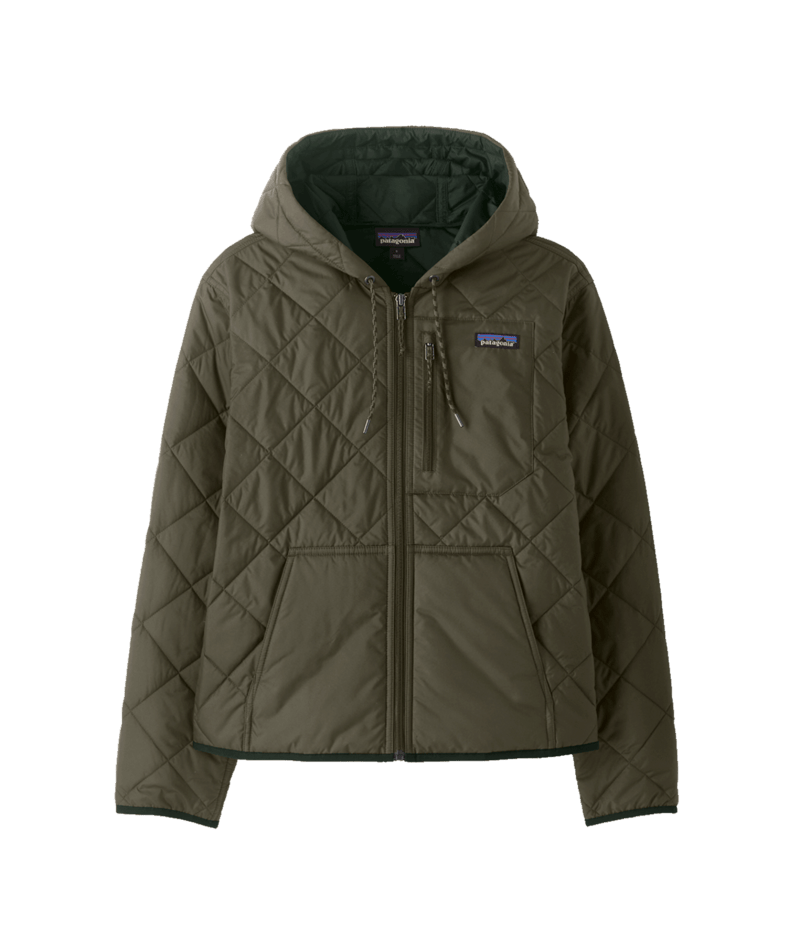 Women's Diamond Quilted Bomber Hoody in Basin Green | Patagonia Bend