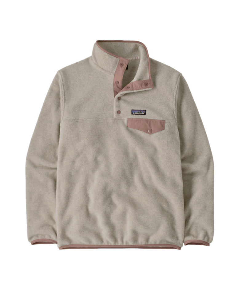 Women's Lightweight Synchilla® Snap-T® Pullover in Oatmeal Heather w/Moonrise Taupe | Patagonia Bend