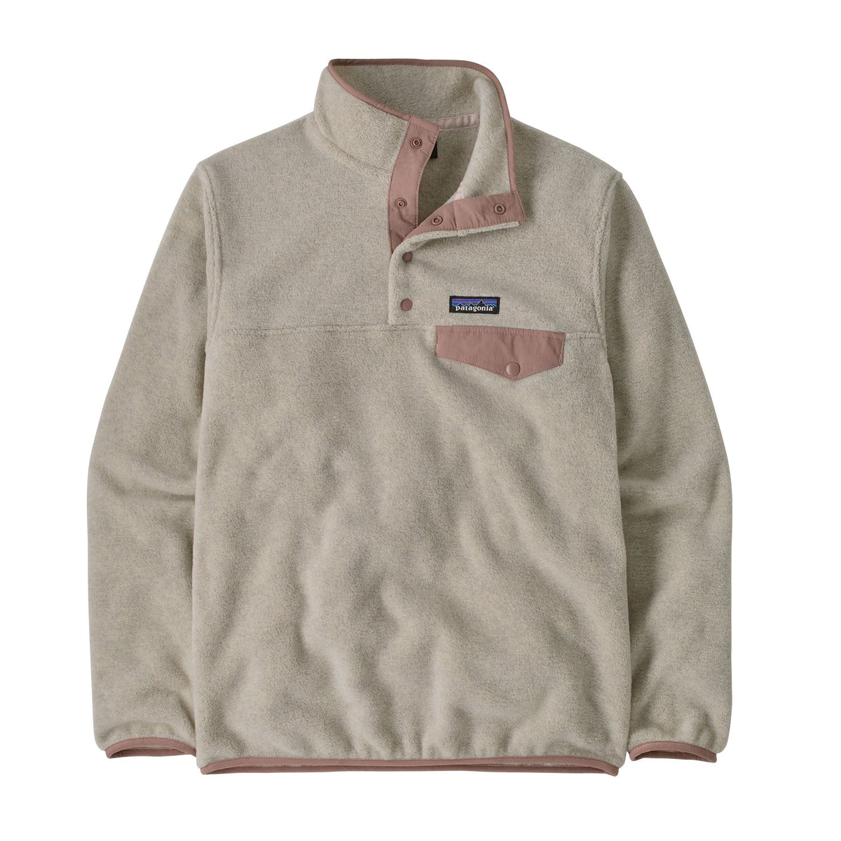 Women's Lightweight Synchilla Snap-T Pullover in Oatmeal Heather w/Moonrise Taupe | Photo 1 | Patagonia Bend