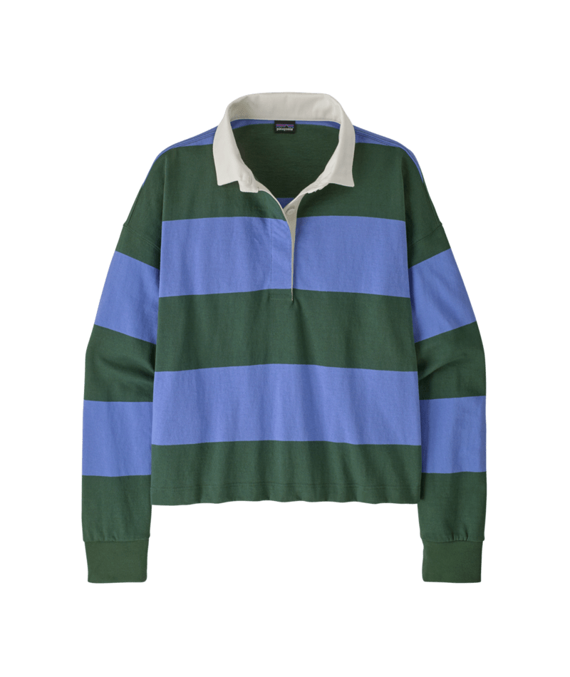 Women's Long-Sleeved Rugby Shirt in Wide Stripe: Diver Blue | Patagonia Bend