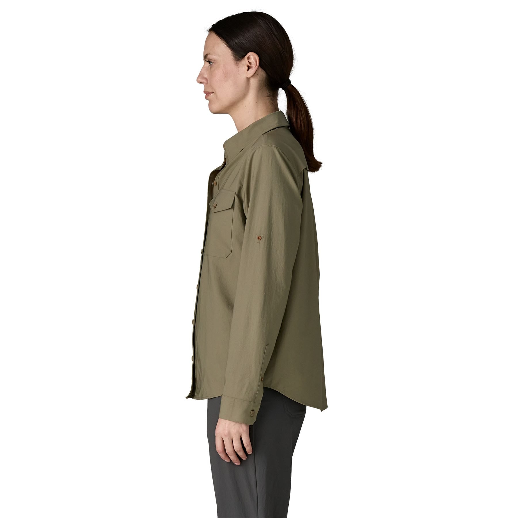 Women's Long - Sleeved Self Guided Sun Shirt in River Rock Green | Patagonia Bend