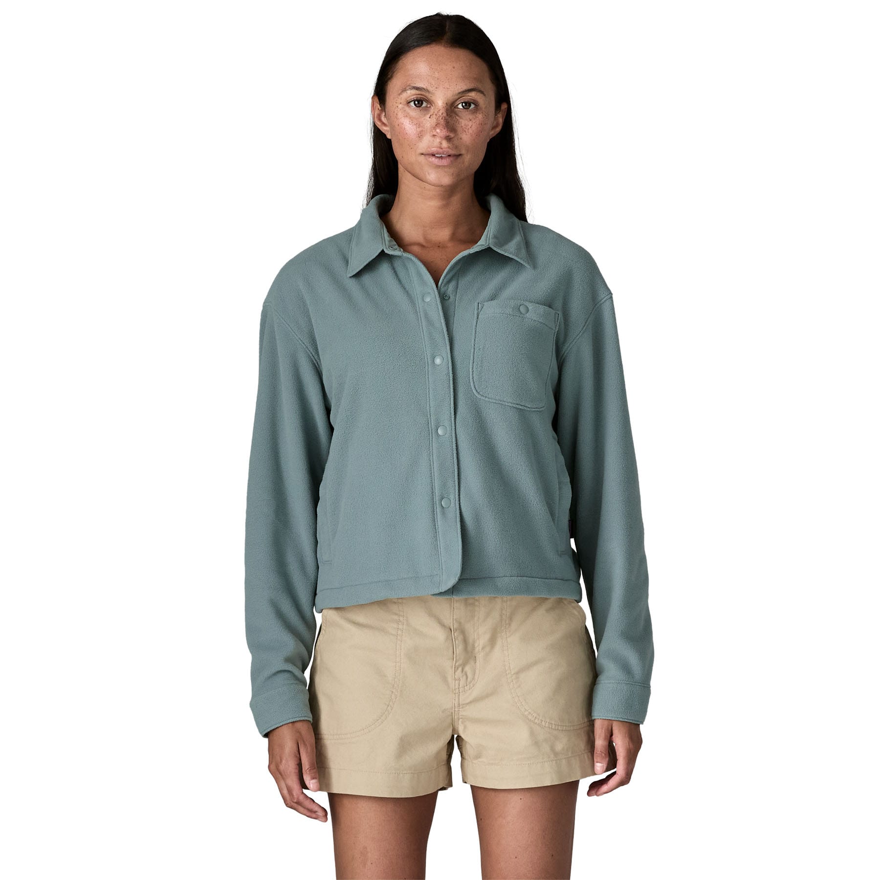 Women's Micro D Fleece Shirt Jacket in Blue Sage | Patagonia Bend