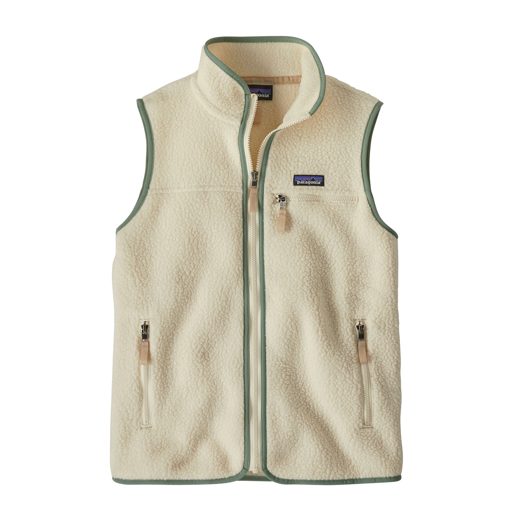 Women's Retro Pile Vest in Natural w/Ellwood Green | Patagonia Bend